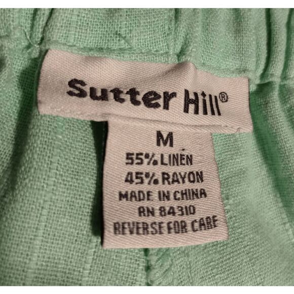 Sutter Hill Pants Ladies Medium‎ Green Linen Blend - Picture 5 of 6